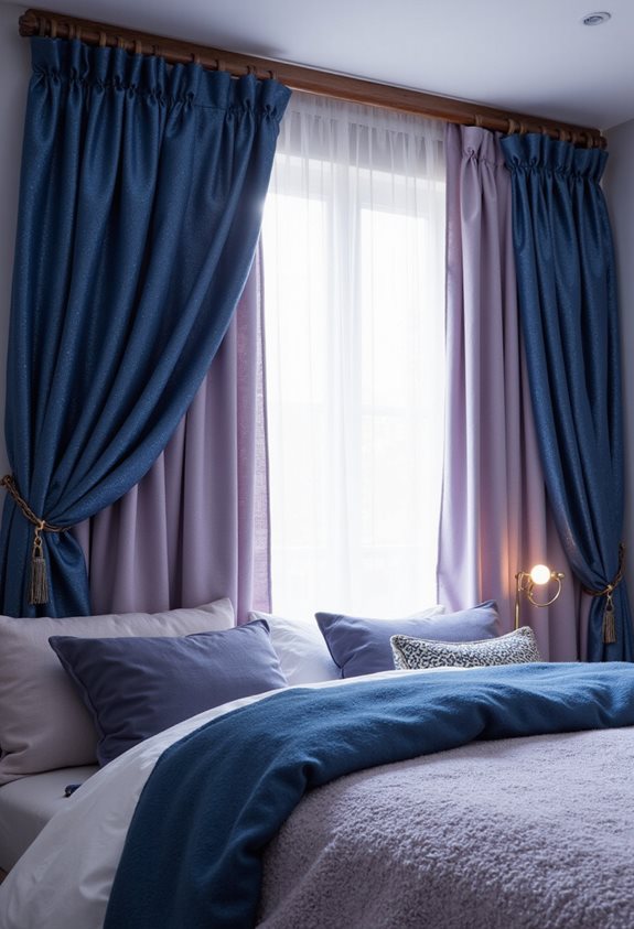 elegant blue purple window treatments