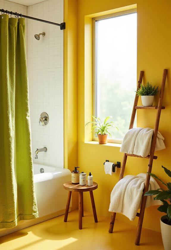 fresh and clean yellow bathroom