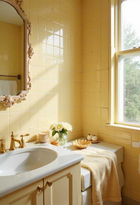 gentle yellow bathroom accents