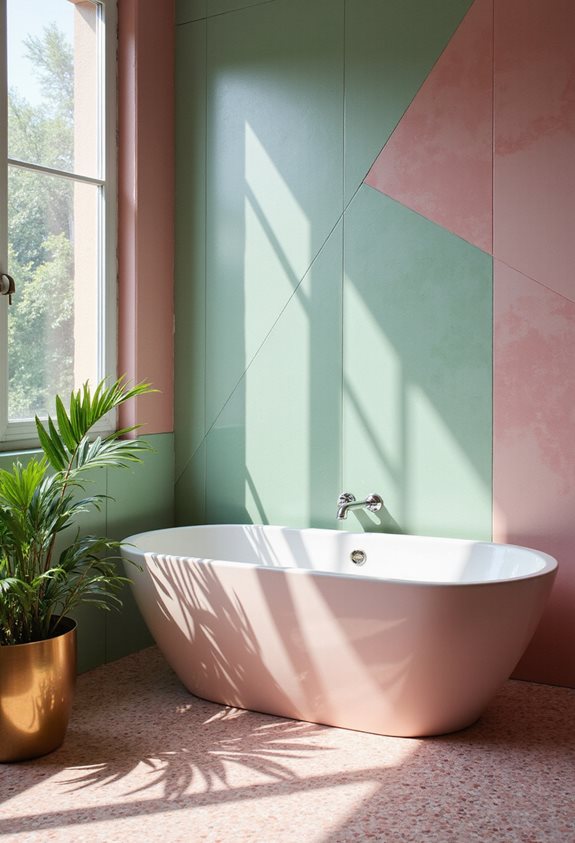 geometric pink green patterns