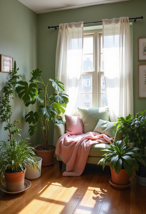greenery enhances cozy atmosphere