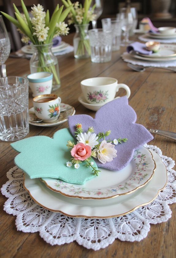 handmade felt tea party holders