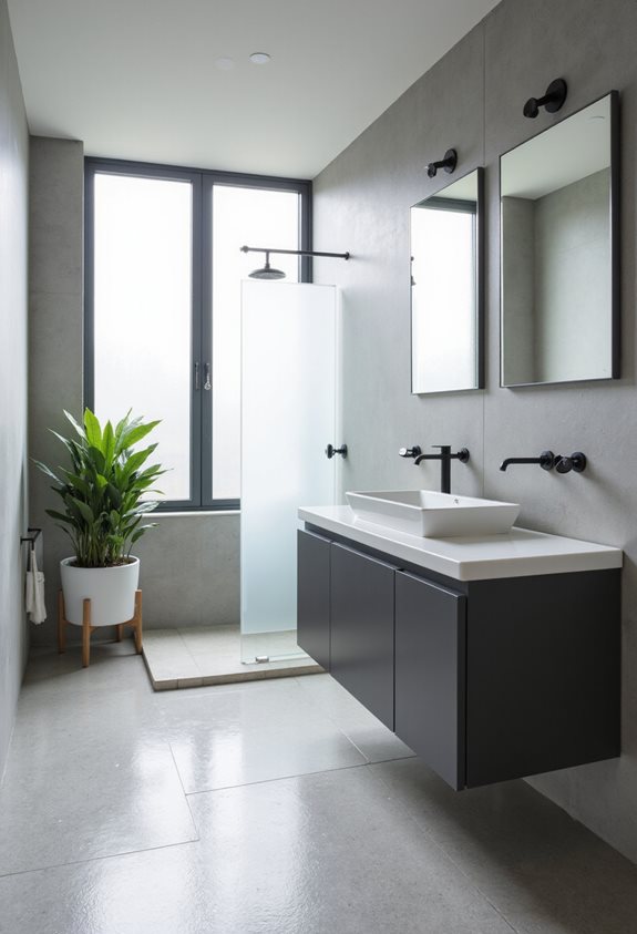 light grey minimalist bathroom design