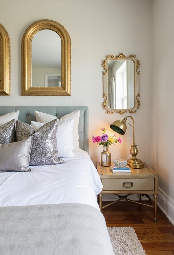 metallic accents enhance decor