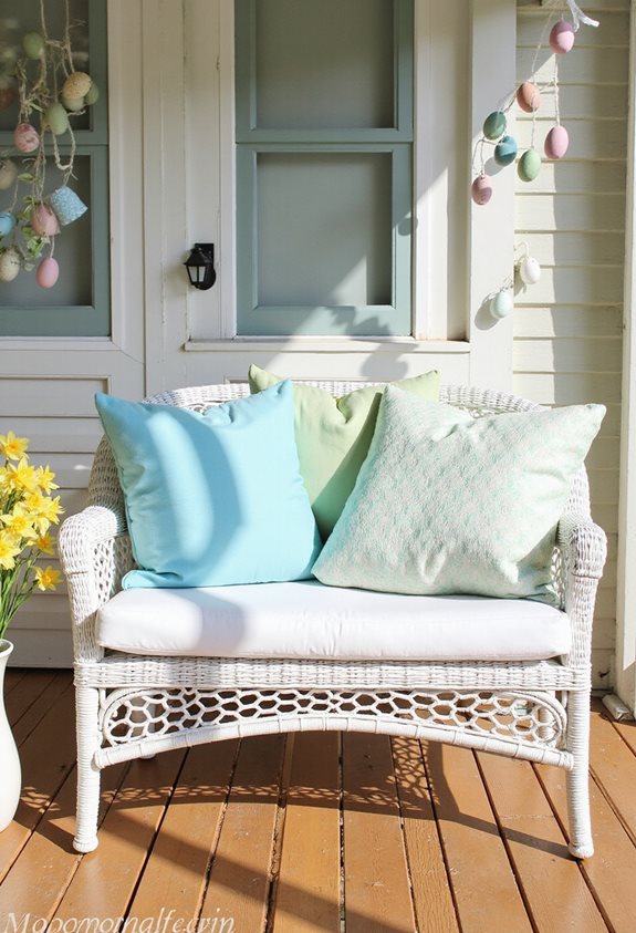pastel pillows create coziness