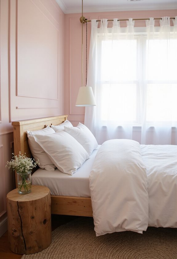 pink white natural wood