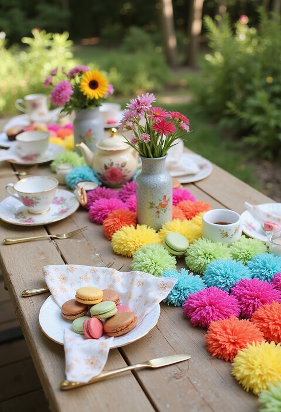 pom pom table runner decorations