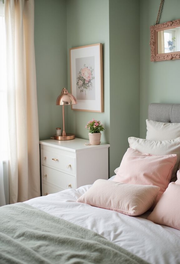 rose gold accents enhance decor