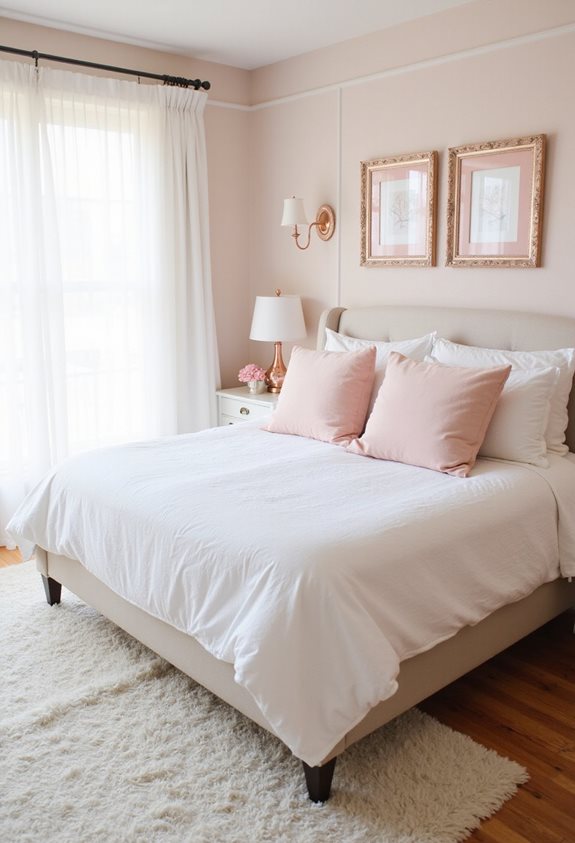 rose gold bedroom accents