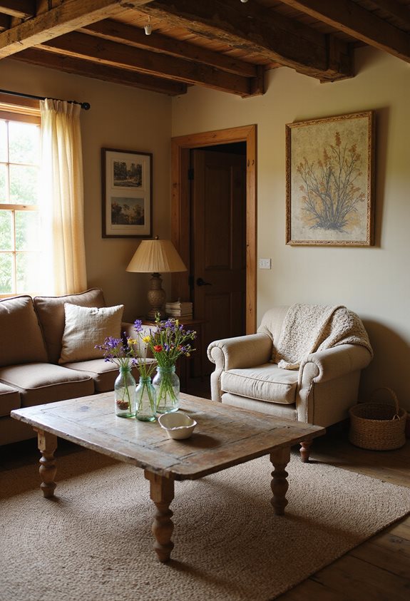 rustic charm through distressed furniture