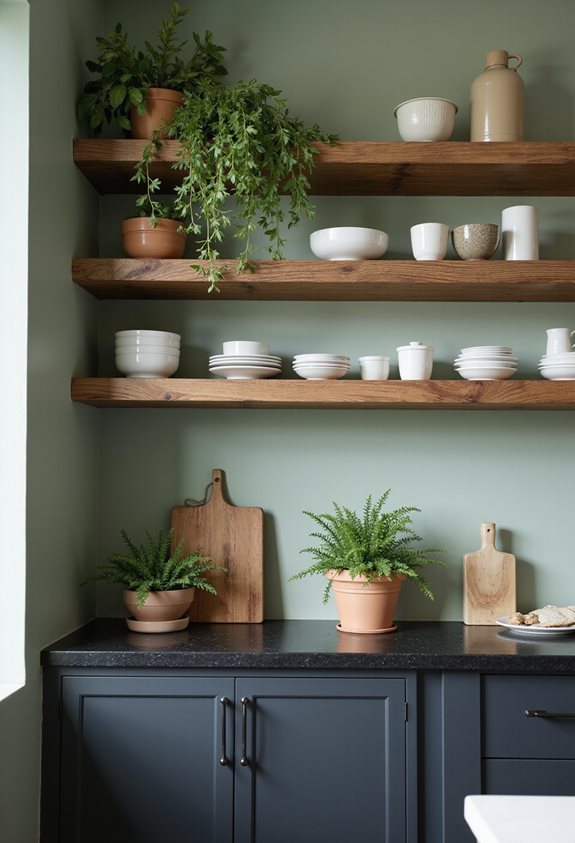 sage green and black accents