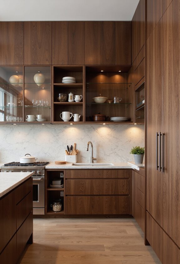 seamless walnut backsplash design