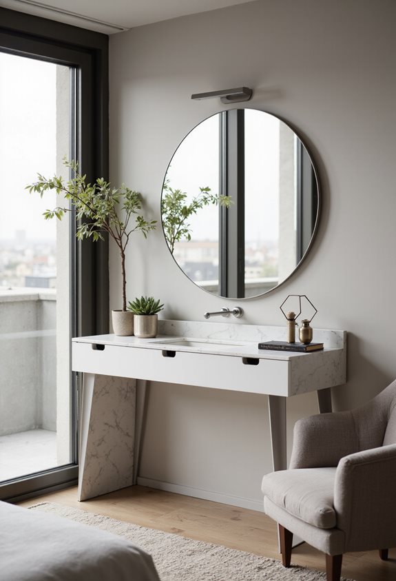 sleek minimalist vanity organization