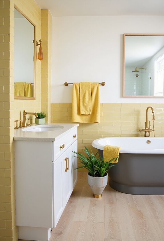 soft neutrals ground bright yellow