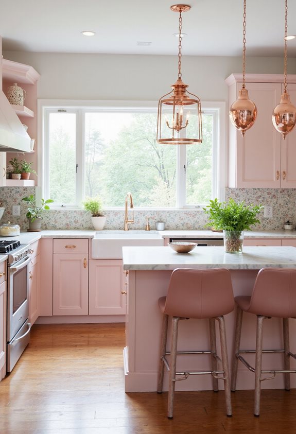 soft pink kitchen ideas