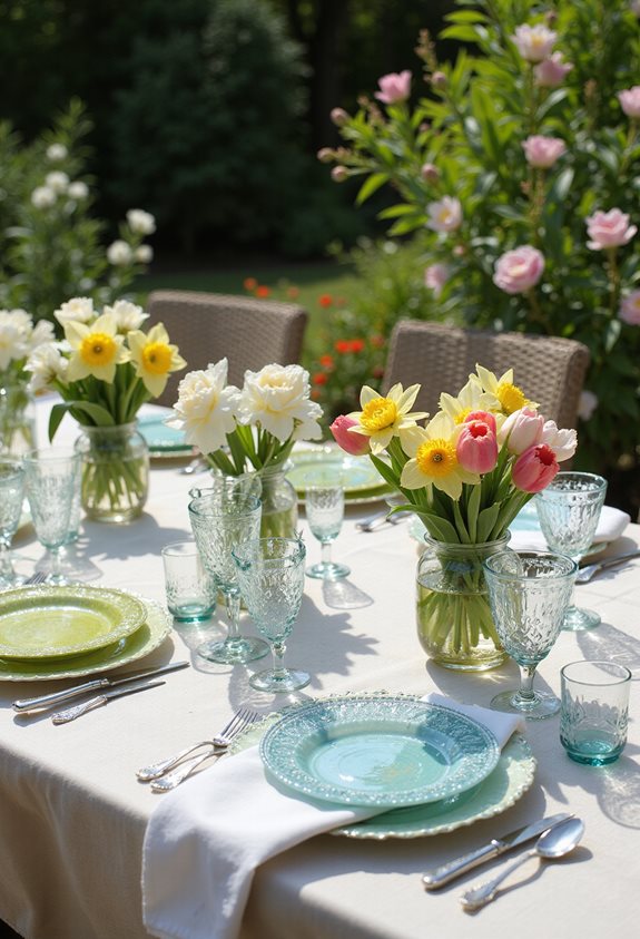 spring inspired colorful glassware