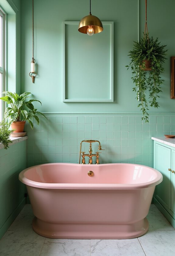 stylish pink and green fixtures