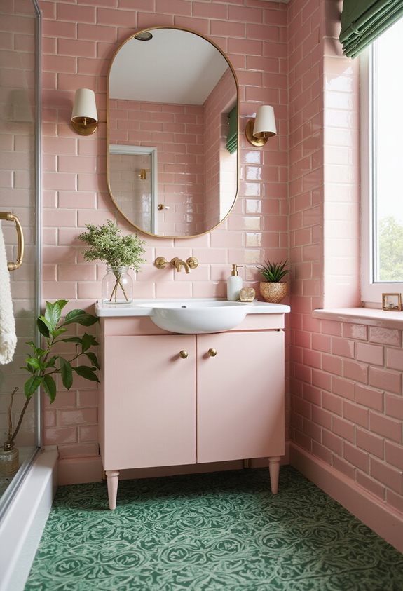 stylish pink and green tiles