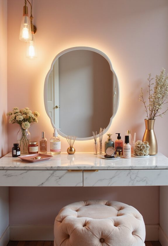 vanity glam with lighting