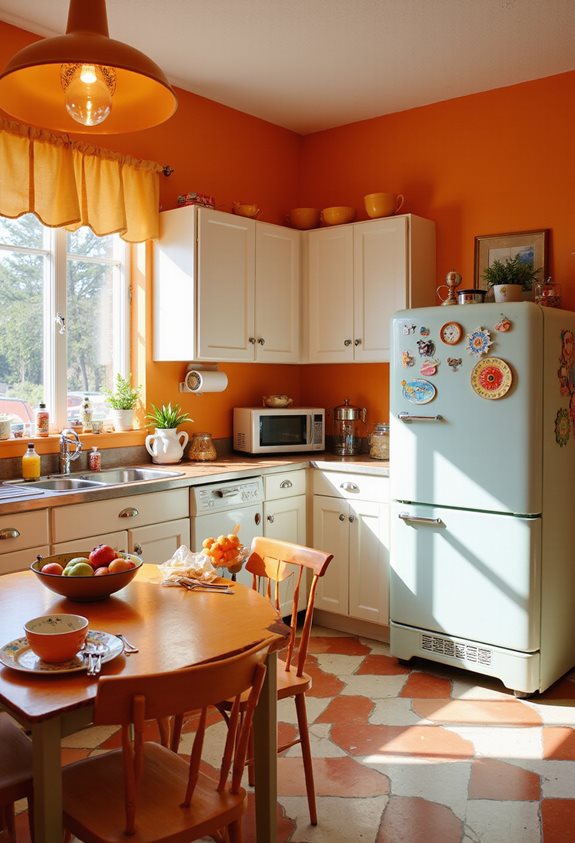 vibrant orange retro kitchens