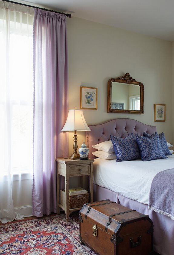 vintage blue and purple decor