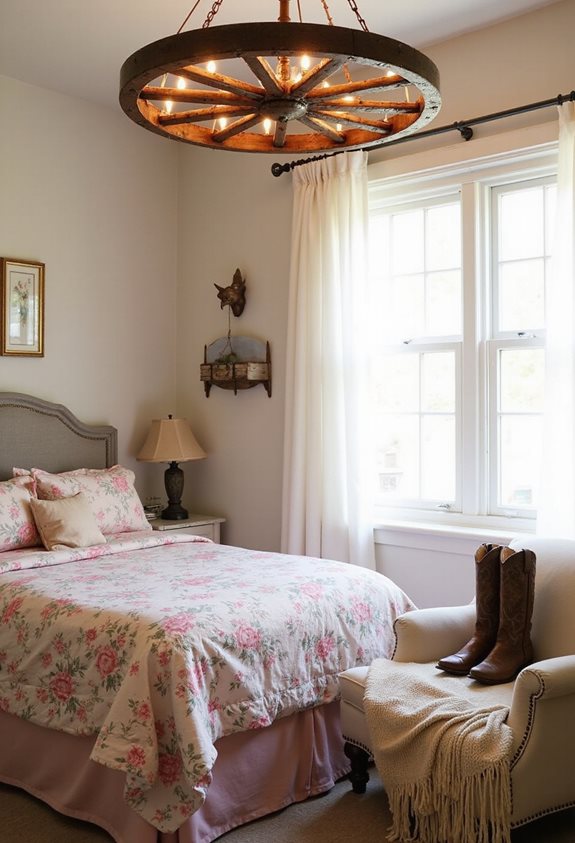 wagon wheel chandelier installation