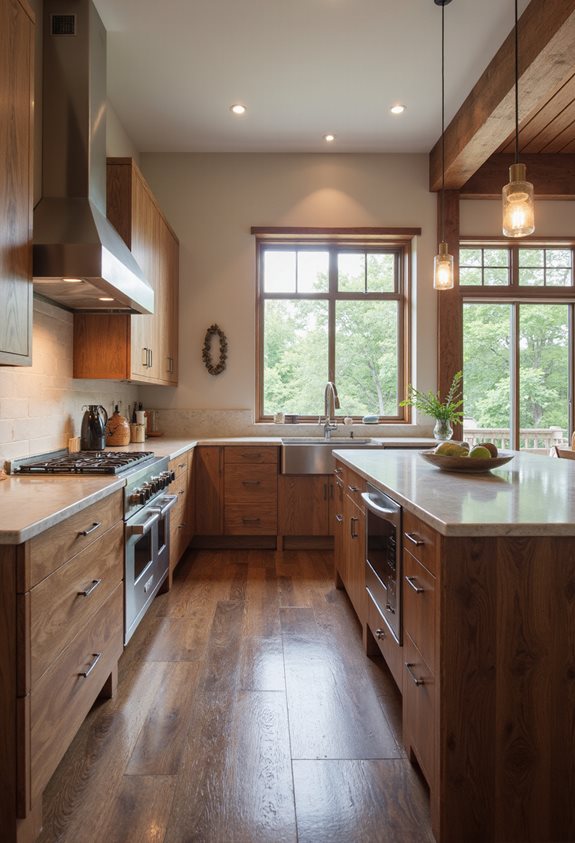 walnut and lighter wood contrast