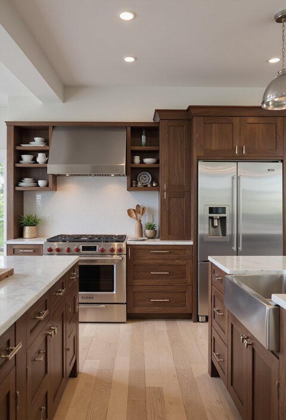 walnut cabinets modern appliances