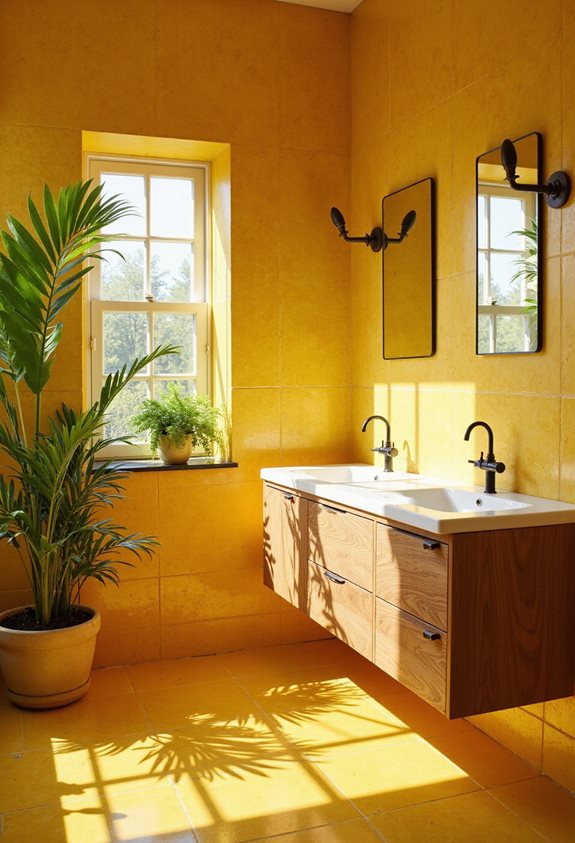 warm yellow and wood combinaci n