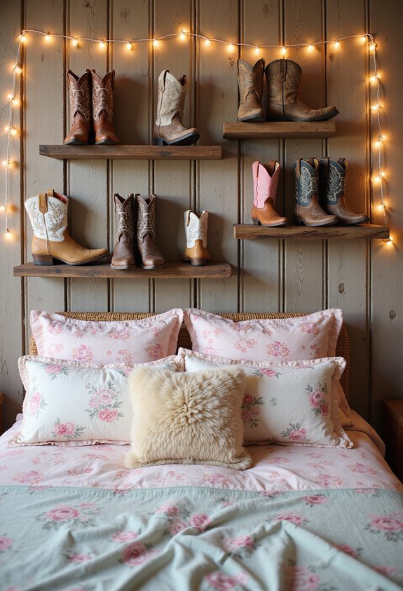 worn boots as decor
