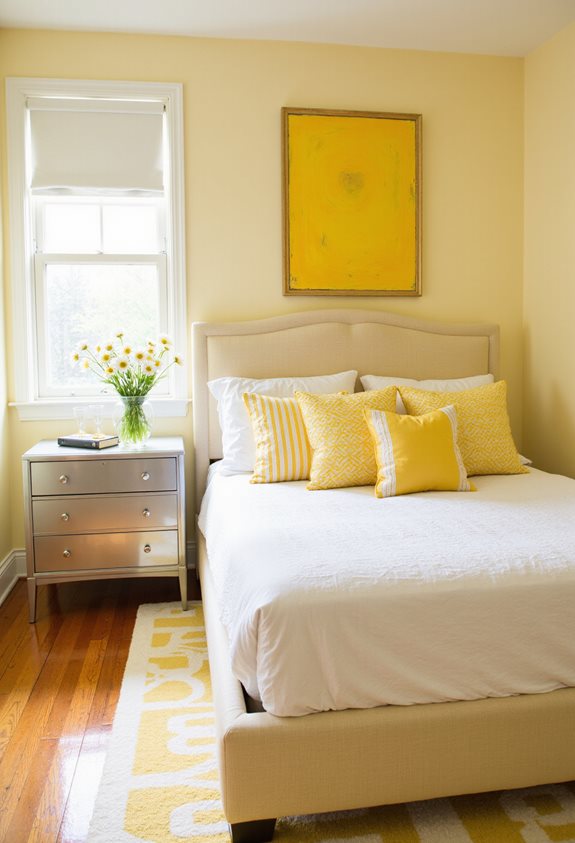 yellow artwork adds personality