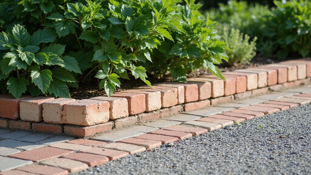 alternating stacked brick border