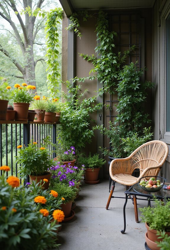 balcony foliage and flower layering