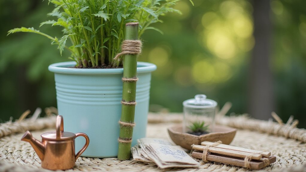 bamboo stake with twine