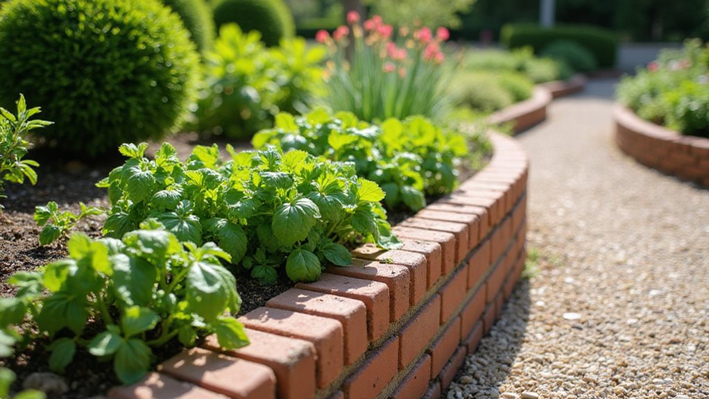 brick border with planters