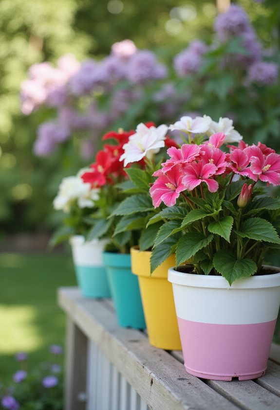 bright plastic impatiens pots