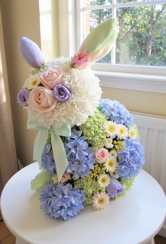 bunny shaped floral centerpiece