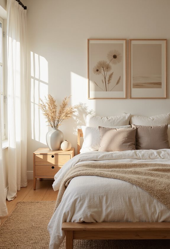 calm neutral bedroom art