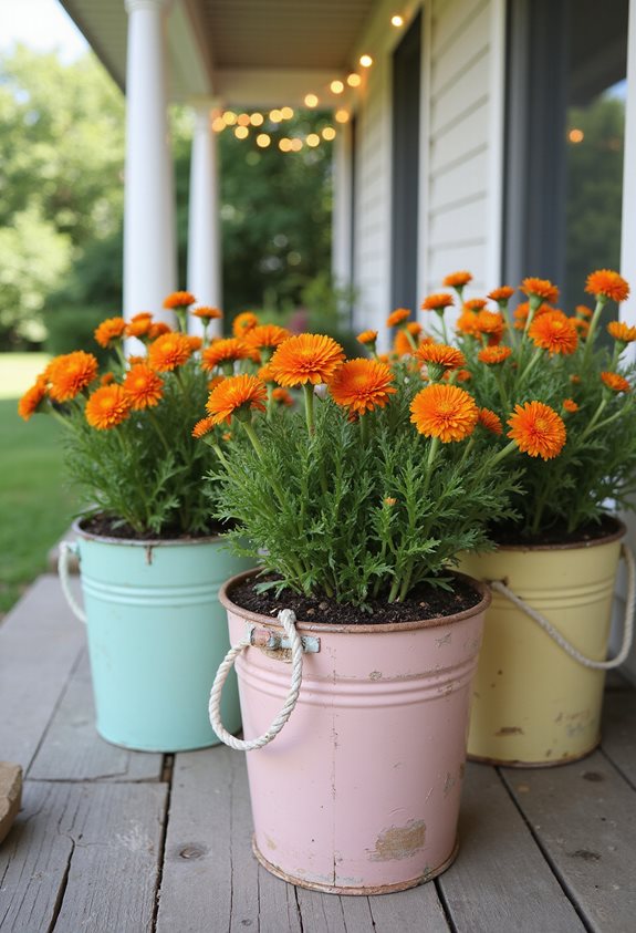 chalk painted vintage bucket