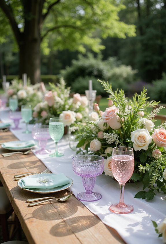 color coordinated garden party drinkware