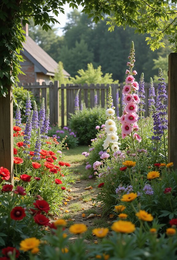 colorful cottage garden blooms