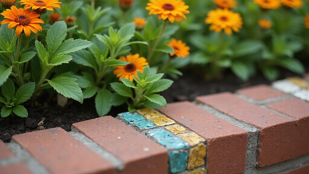 colorful mosaic brick border