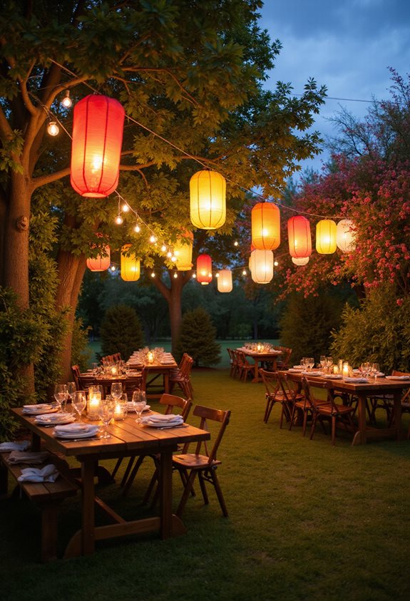 colorful paper lanterns brighten