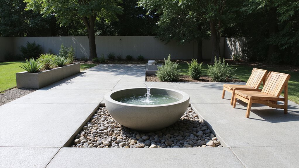 concrete patio water oasis