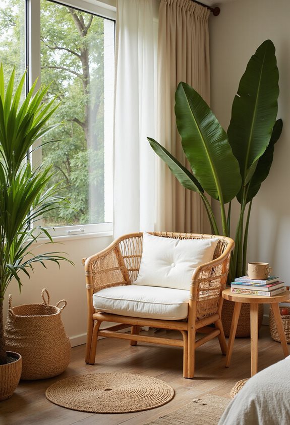 cozy tropical reading nook