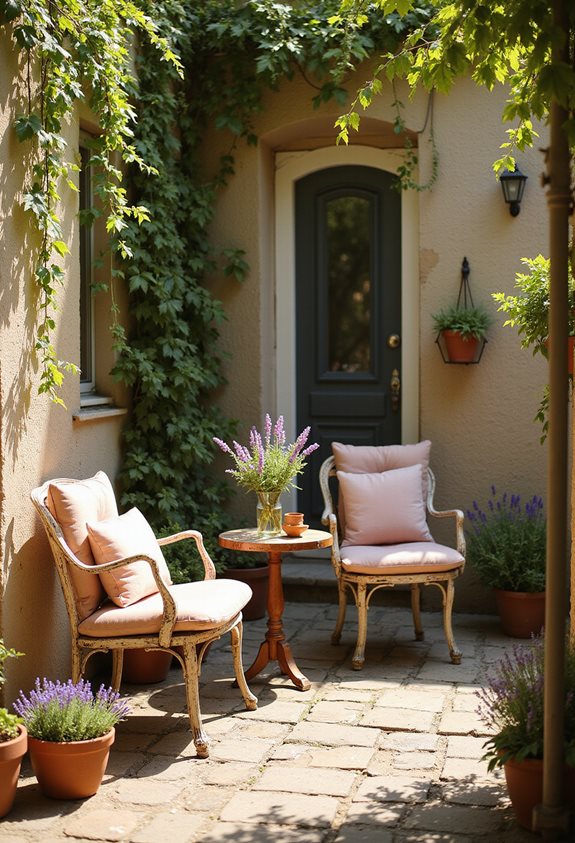 cozy vintage courtyard seating