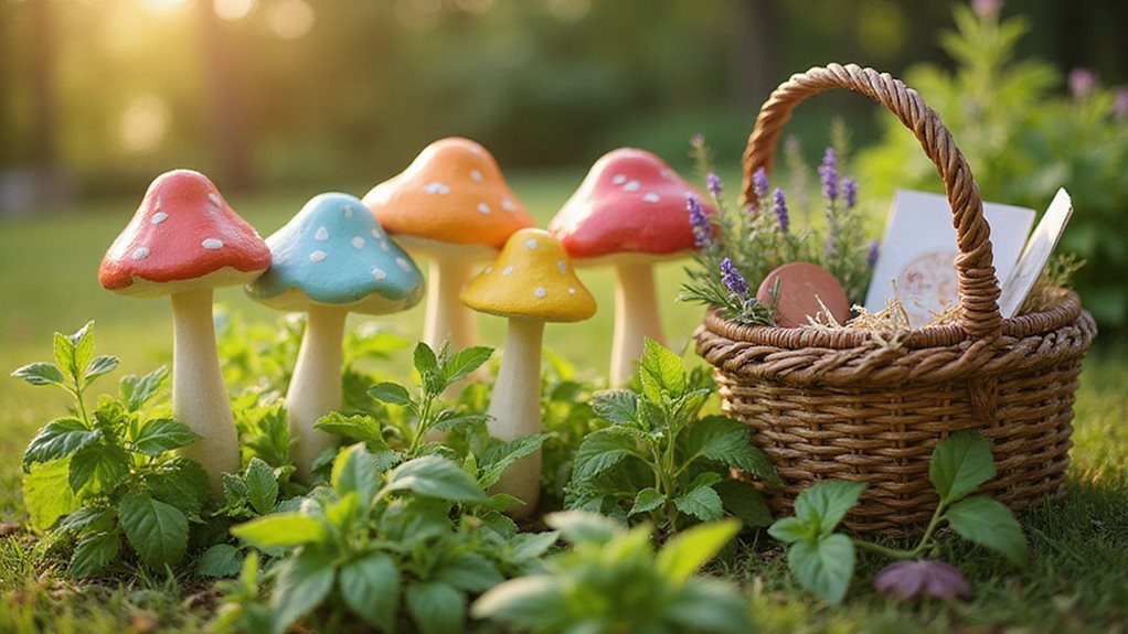 cute mushroom garden stakes