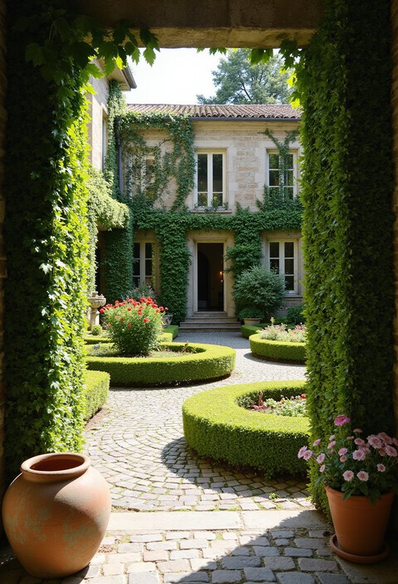 elegant boxwood hedge borders