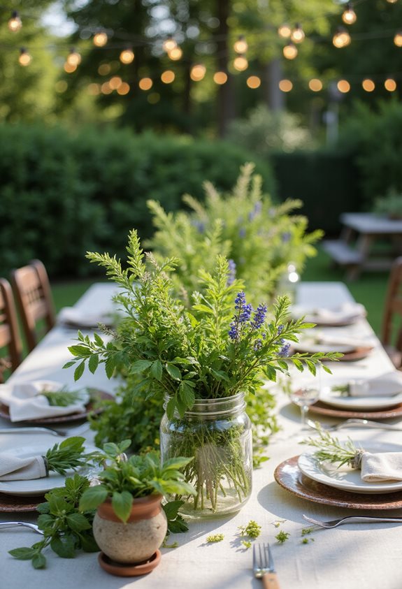 fresh herb table arrangements