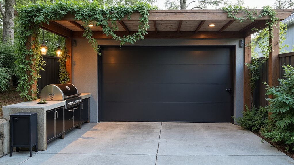 garage adjacent pergola kitchen